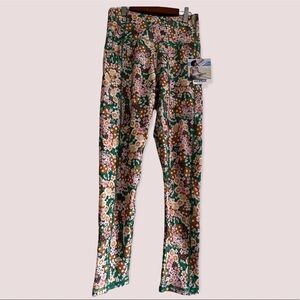 Ebb And Flow Active Floral 7/8 Leggings Pockets Size 10 NEW